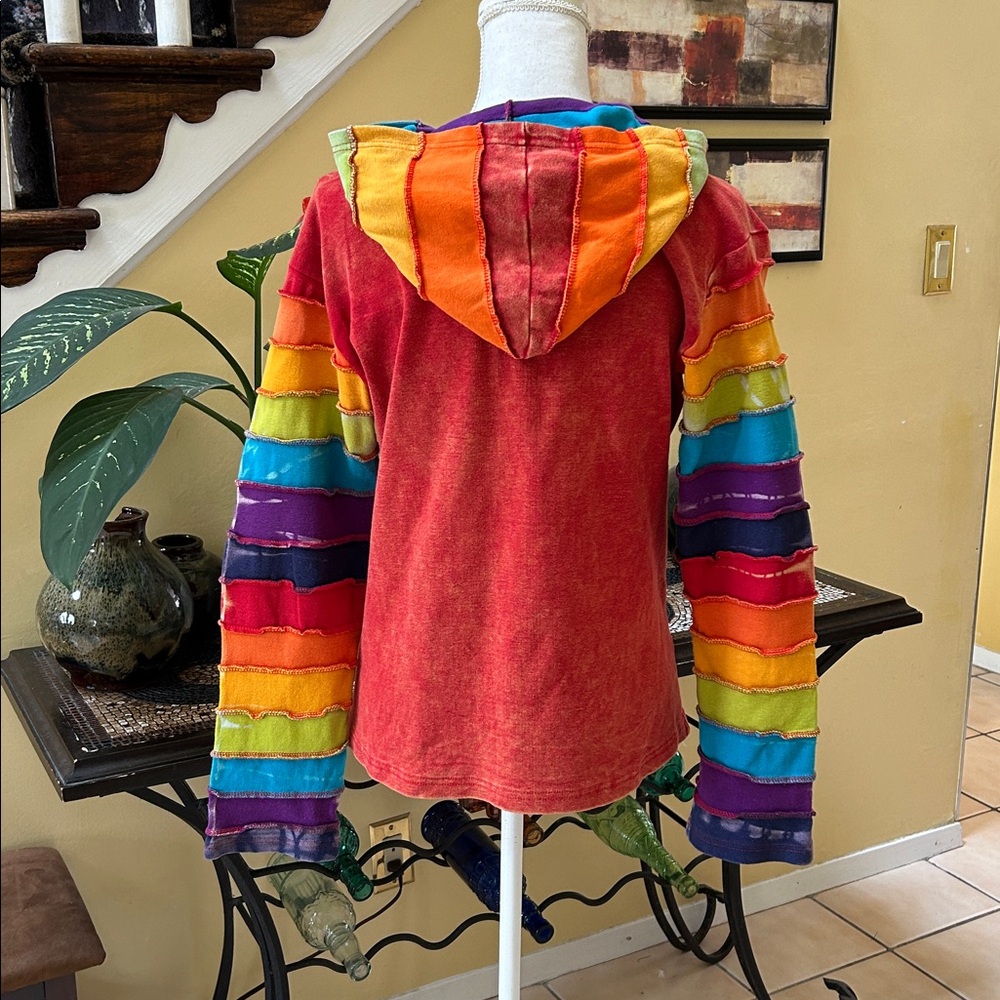 Windhorse Multicolor Patchwork Hoodie Zip Handcra… - image 11